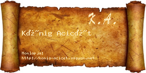 Kőnig Acicét névjegykártya